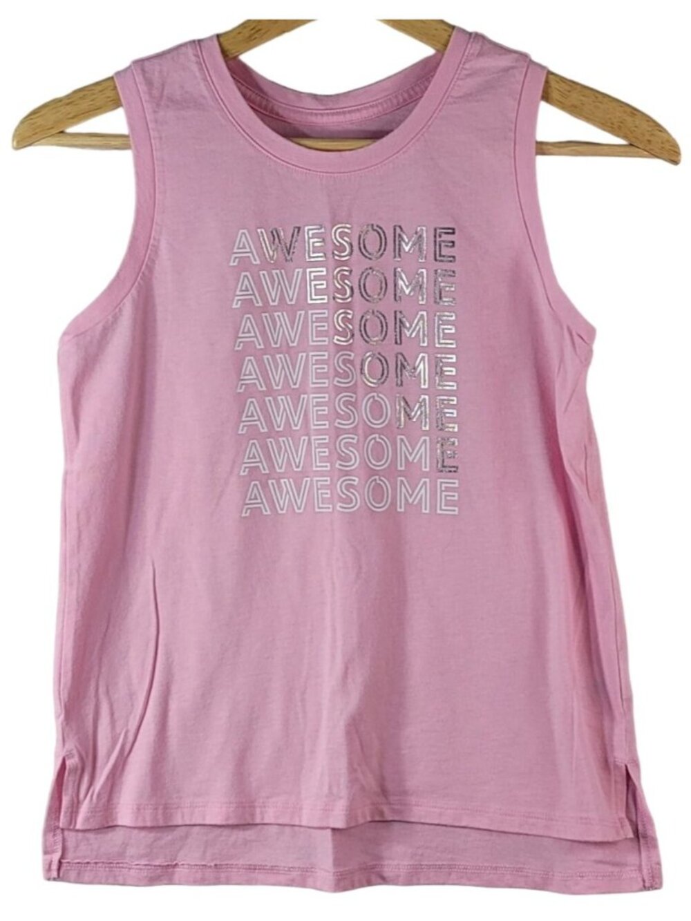 Athletic Works Girls Sleeveless Tank Top Pink Size 10 Silver Sparkle Awesome